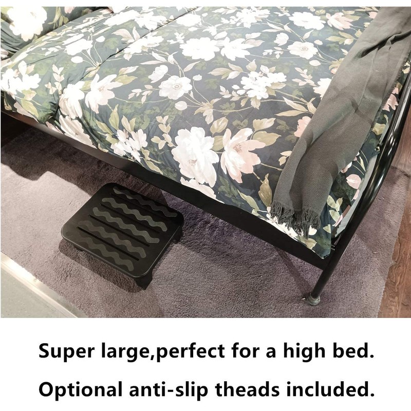 URFORESTIC Solid Wood Bed Step Stool Super Large/Bedside Steps for