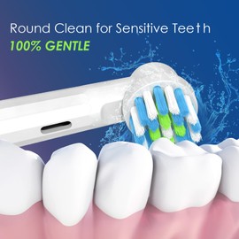 Replacement Toothbrush Heads Compatible with Oral B, Cross Sensitive Electric Brush Head Refills for Pro 1000 Genius X Smart 1500, Medium Softness Round Brush Head by BKIX