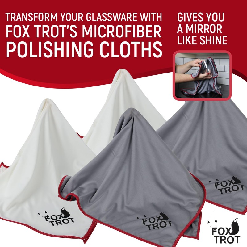 Fox Trot Large Microfiber Polishing Cloths (4 Pack White |