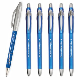 6 x Paper Mate Flexgrip Elite Retractable Ballpoint Pens | 1.4mm Medium Point Nib | Rubberised Barrel & Textured Gripping Rings for Comfort & Control | Blue Colour Ink - Loose in Plain Packaging
