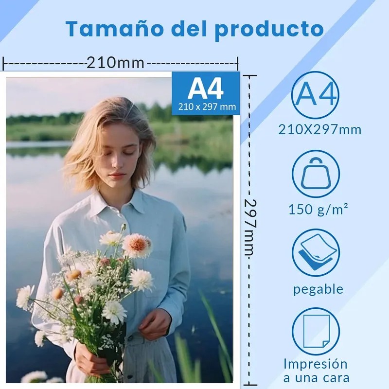 Papel Fotográfico Brillante A4 50hojas Color Blanco