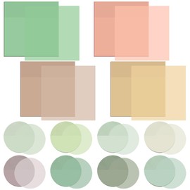 600 Sheets Transparent Sticky Notes, findTop Morandi Cute Clear Sticky Note Tabs, Translucent Book Markers Page Flags Stickers, Bible Journaling Study Office Supplies (Round,Square)