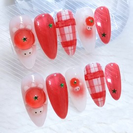 Tobuk handmade nail tip tomato turtle nail - long ballerina / 토북이 수제네일팁 토마토거북이네일 - 롱발레리나