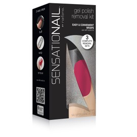 Sensationail Gel Nail Polish Removal Kit, Acetone Dropper, 4-Way Nail Buffer and Manicure Stick, Easily Soak Off without Damage or Hassle, Silver, 30 Count