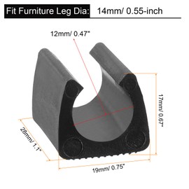 uxcell 80Pack Rectangle Shaped Non-Slip Chair Legs Tips, Fitting 12mm Metal Tube Legs - Plastic Furniture Protector Feet Glides for Hardwood Floors, Black