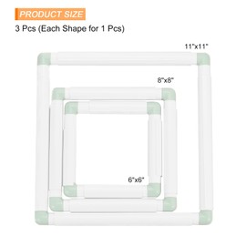 PATIKIL 3 Pieces Square Embroidery Hoop Cross Stitch Hoops Frames Rectangular Embroidery Snap Frame DIY Sewing Tools for Quilting Silk-Painting, Green