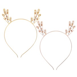 Healeved 2pcs Chic Women Antler Hair Band Rhinestone Headband for Hair Party Accessories