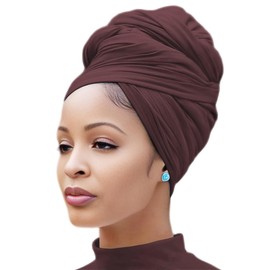 Nonbongoy Head Wraps for Black Women Stretch Headwraps Large Hair Wraps Hijab Scarves for Muslim Head Scarf Turban Headbands Coffee