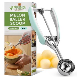 Spring Chef - Mint Small Cookie Scoop for Baking, Multifunctional #60 Melon Baller with Trigger Release for Watermelon, Ice Cream, Protein Ball, Stainless Steel Scooper, 1 Tbsp Cookie Dough Scoop