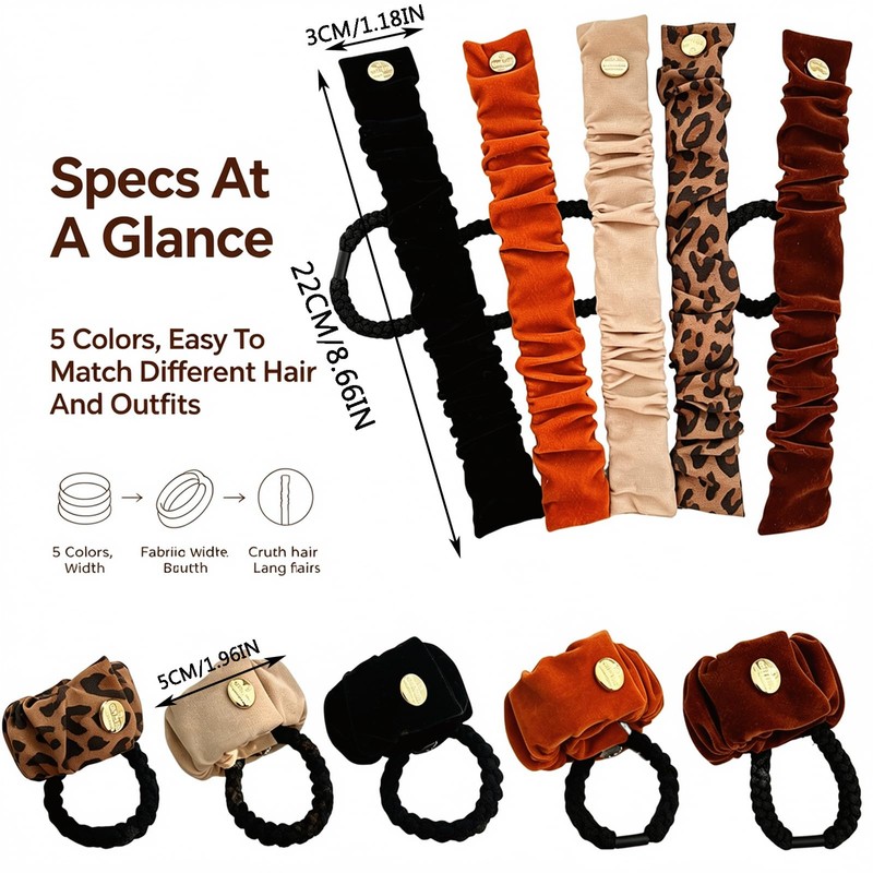 Hair Ties, Ponytail Holders for Women, 5 PCS Multi‑Color Elastic