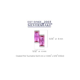 Silvershake Created Pink Tourmaline White Gold Plated 925 Sterling Silver Minimalist Twin Baguette Shape Geometric Casual Stud Post Earrings October Gemstone Birthstone Jewelry for Women, Sterling