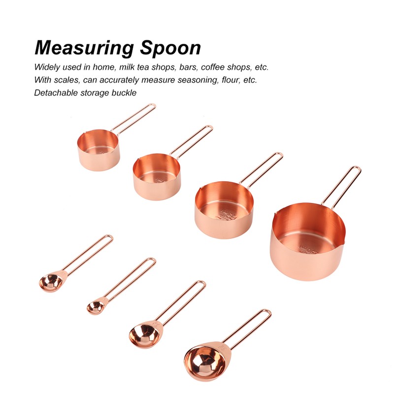 8Pcs Stainless Steel Measuring Cup Spoon Set with Scales Home