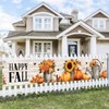 BlissYard Fall Banner Happy Fall Backdrop Pumpkins Sunflowers Bees Watering