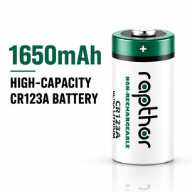 rapthor CR123A 3V Lithium Batteries, 40-Pack, 1650mAh Non-Rechargeable