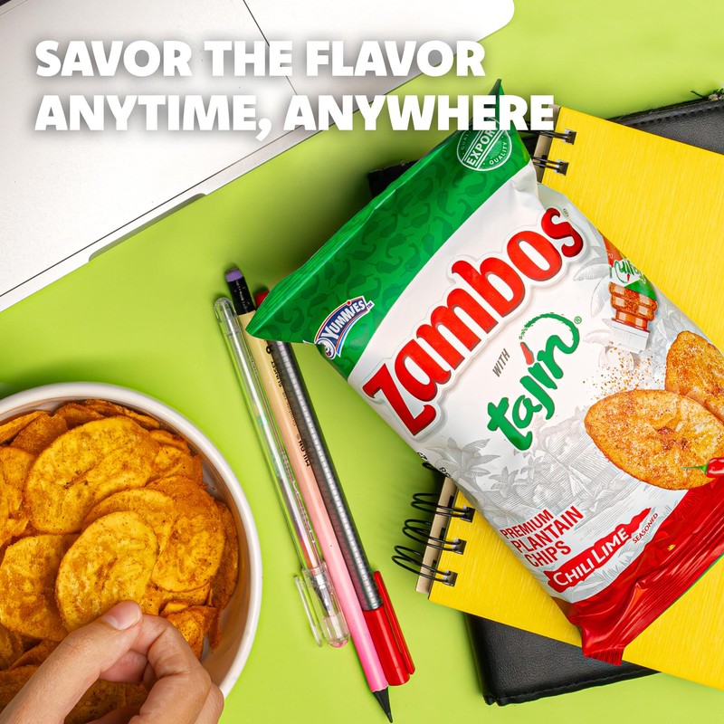 Zambos Plantain Chips with Tajín Seasoning, 2.29 oz (Pack of