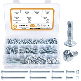 VIGRUE 705PCS #8-32x1/2" to #8-32x2" Machine Screws 8/32 Knob/Pull Screws Bolt Nut Flat Washers Zinc-Plated Steel Phillips Machine Screws Assortment Kit, Cabinet Door and Drawer Screws
