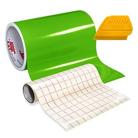 ORACAL 651 High Gloss Craft Adhesive Vinyl 15ft x 1ft Roll w/Free 12" x 24" Roll of Transfer Paper and Hard Yellow Detailer Squeegee (Lime Tree Green)