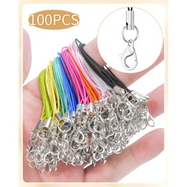 MKCYD 100Pcs Phone Charms Strap with Lobster Clasp Lanyard Straps,Lariat Lanyard Charms Pendant Clasp for Cell Phone USB Keychains DIY Jewelry Accessories