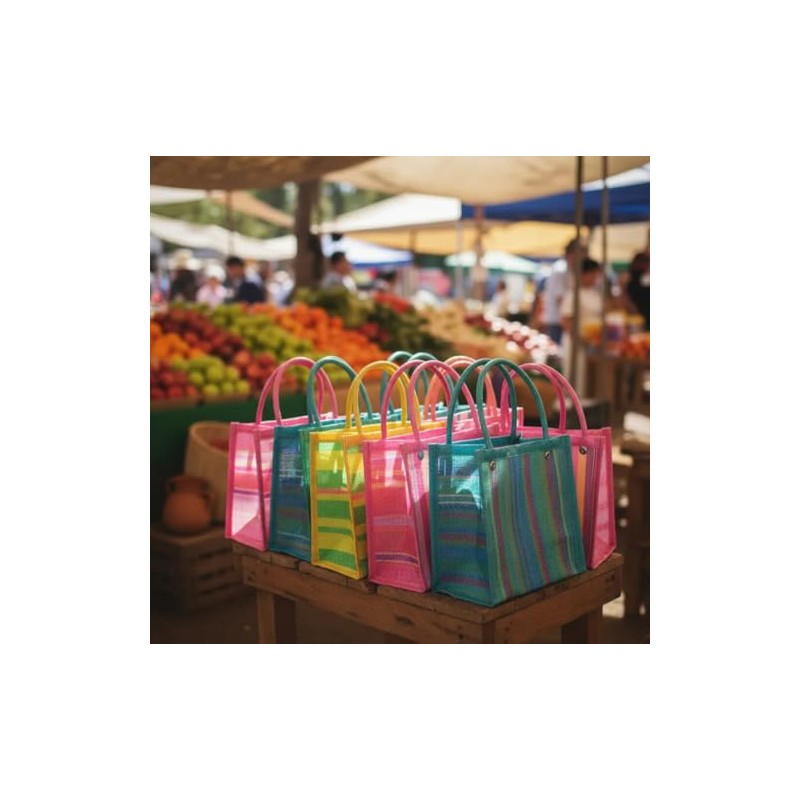 5 Bolsas mexicanas para el supermercado 30 x 30 cm.Para