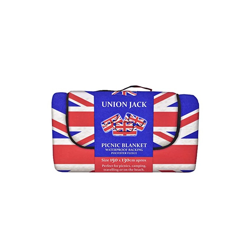 KandyToys Waterproof Union Jack Fleece Picnic Blanket | King Charles