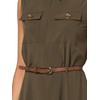Halston Women's Sleeveless V-Neck Belted Commuter Dress, Sage