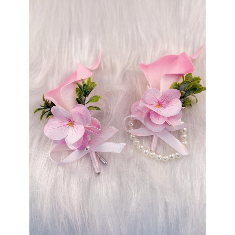 Artificial Calla Lily Corsage and Boutonniere Set for Wedding Flower