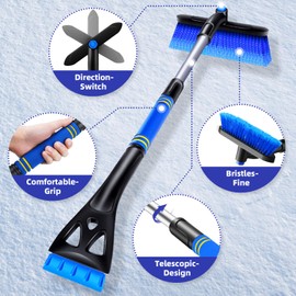 Atuoxing Ice Scraper Car with Broom 3-in-1 Snow Brush Car Ice Scraper Extendable Multifunctional Windscreen Scraper Car for Truck SUV MPV Windscreen