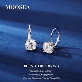MOOSEA Moissanite Hoop Earrings for Women, 925 Sterling Silver 1-3ct D Color VVS1 Clarity Lab Created Moissanite Leverback Earrings for Women Anniversary Birthday Gifts for Wife Mom Girlfriend, 3ct.tw