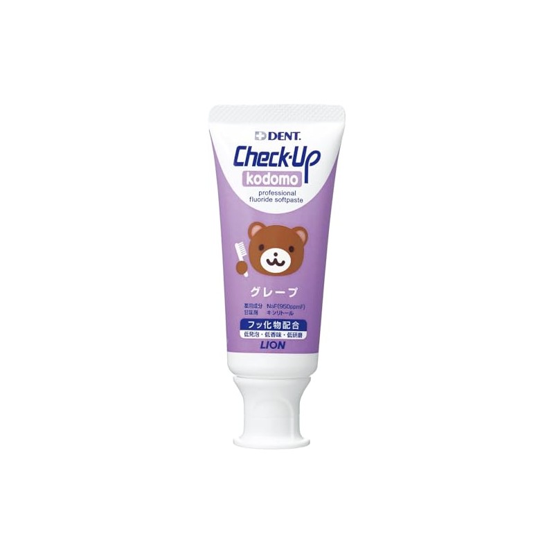 Lion Dental Material Lion Check-Up Kodomo 60g Grape Paste, Purple