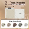 300Pcs 2 Inch Round Thermal Labels for Label Maker, Beige-Brown