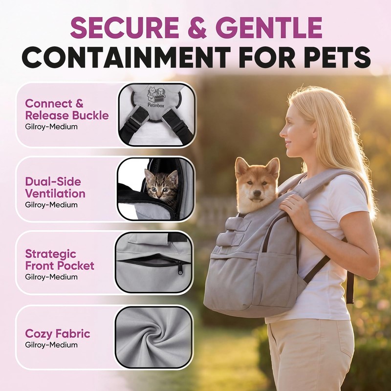 Dog Carrier Sling for Small Dogs 7–15 lbs, Hands-Free Front-Facing