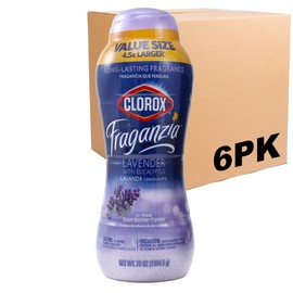 Clorox Fraganzia Laundry Scent Booster Crystals in Lavender with Eucalyptus Scent - Scented In-Wash Freshener Beads for Fresh, Clean, Great Smelling Clothes and Linens, 70 Oz - 6 Pack
