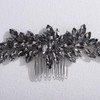 Teyglen Simple Full Rhinestone Crystal Wedding Hair Comb Bridal Grey