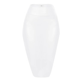 Simlu White Pencil Skirt White Leather Skirt White Midi Skirt White High Waisted Skirt, White Faux Leather, Medium