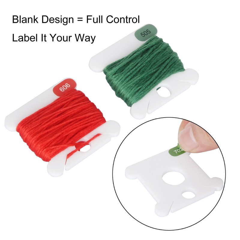 Hamtery 50 Pcs Acrylic Embroidery Floss Bobbins Blank Refill Set