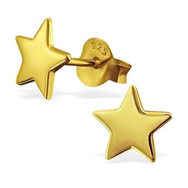 Laimons Women's Stud Earrings Women's Jewellery Star Shiny Gold-Plated 925 Sterling Silver, Silver, No Gemstone