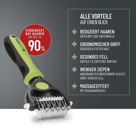 ReaVET Dog Brush & Cat Brush Undercoat Brush for Long Hair I Medium Breeds (Size S-M) I Removes Undercoat & Tangles I with Massage Effect & Top Hair Protection I Fur Brush for Dogs, Cats