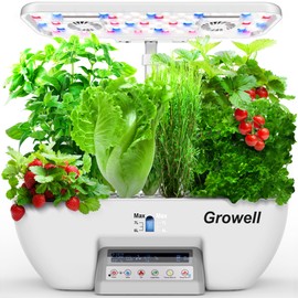 Hydroponics Growing System Kit, 17 Pods Herb Garden with 102 28W Full-Spectrum Grow Lights & 2 Fans, Indoor Garden with Water Pump, 10L Water Tank, Auto Timer, Height Adjustable (White & Grey)