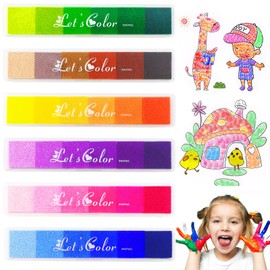 Nadisean Set of 6 Ink Pads, Colourful Set, 36 Colours, Finger Stamp Paint, Washable, Fingerprint Ink Pad, Fingerprint Colour Stamp Pad for Crafts, Fabric, Painting, Scrapbook, Paper, DIY