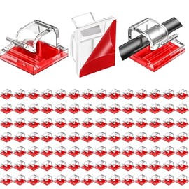 100 Piezas organizador de cables escritorio，Clips Organizador de Cables Autoadhesivo，Grapas para cable，Cable organizer，Hacer que la habitación parezca más limpia (Transparente)