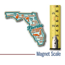 Florida Premium State Magnet by Classic Magnets, 3.4" x 2.9", Collectible Souvenirs Made in The USA