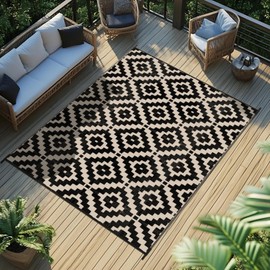 Favoyard Outdoor Rug 6x9 ft Waterproof Reversible Patio Plastic Straw Rugs for Decor Clearance Outside Large RV Camping Area Carpet Mat for Porch Deck Balcony Pool Backyard Picnic Beach Camper Door