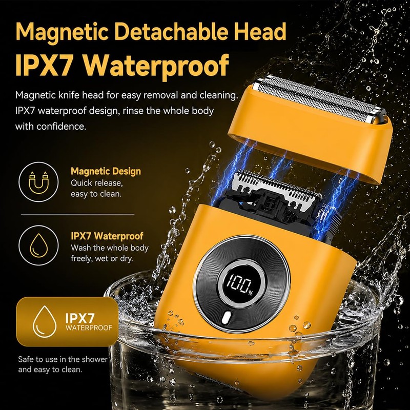 Electric Foil Shaver for Men Face Grooming Razor Beard Trimmer(Yellow)