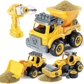 Top Race Take-Apart Construction Toys with Electric Drill | Converts to Remote Control Car | 3-in-1 Construction Truck Toy for Boys for Boys Ages 3-7