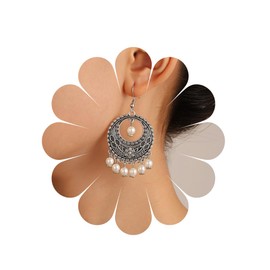 Vintage Silver Boho Earrings Vintage Pearl Dangle Stud Earrings Pearl Earrings Jewellery for Women and Girls Gifts, Acrylic