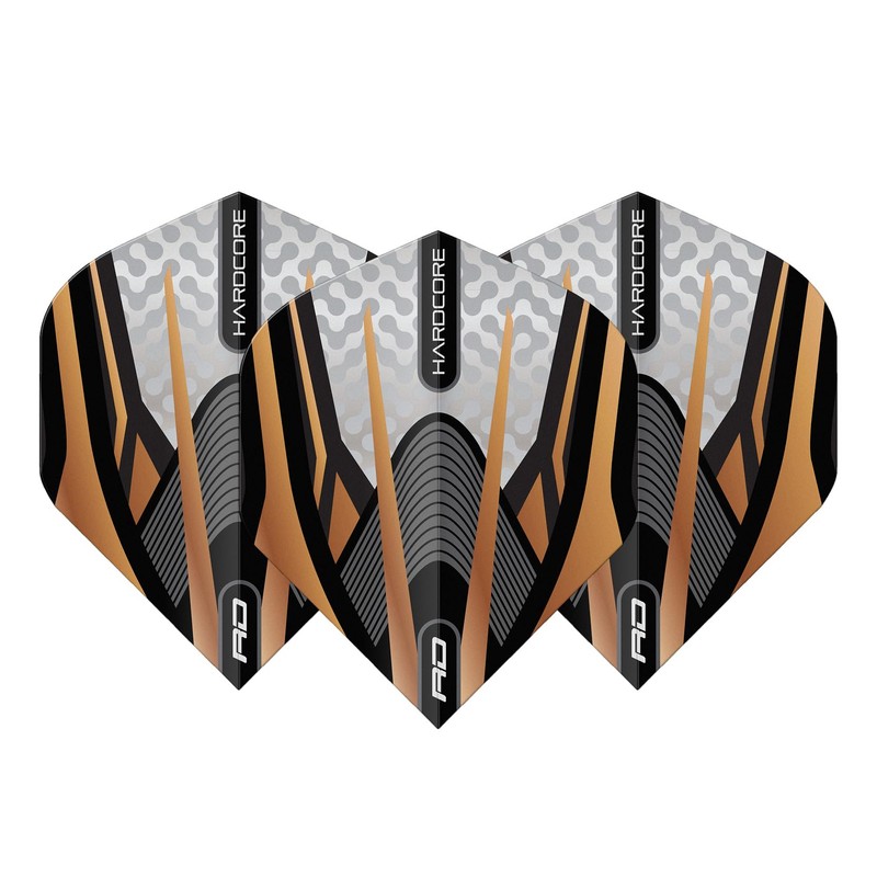 RED DRAGON Hardcore Premium Gold, Black and White Dart Flight