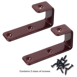 MDPLY 2 Pack Bunk Bed Ladder Hooks, Inside Width 1 inches Brown PVC Coated Kids Bunk Bed J Brackets, Metal Utility Hook Camper/Rv Library Ladder Hardware with 2 Size Screws (Brown)