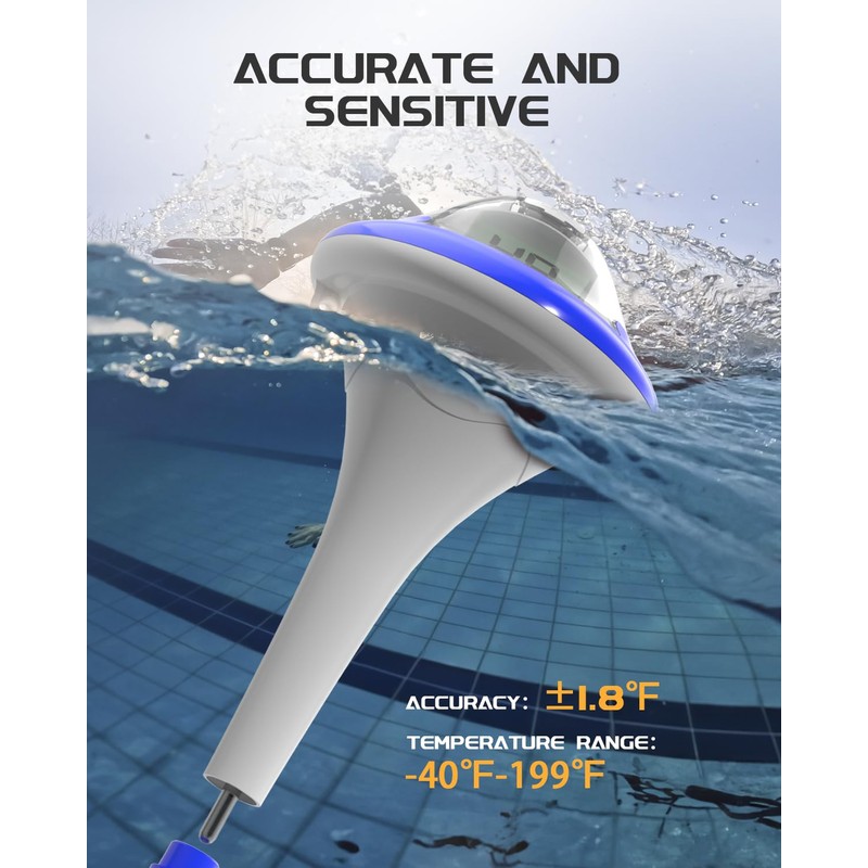 BALDR Dual-Screen Pool Thermometer with Ultra-Bright Display | Rechargeable Floating