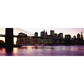 Walls 360 Peel & Stick Wall Mural: Brooklyn Bridge at Dusk (36 in x 12 in)