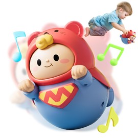 SVIOKODX Baby Roly-Poly Toy,Wobble Toy for Boy Gir,Crawling,Tummy Time,Sensory & Musical,Baby Essentials for Travel, Gifts for 18+ Month Toddler